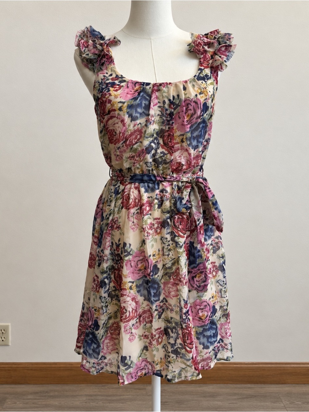 dELiA’s Floral Chiffon Mini Dress M Y2K Fairy Cottagecore